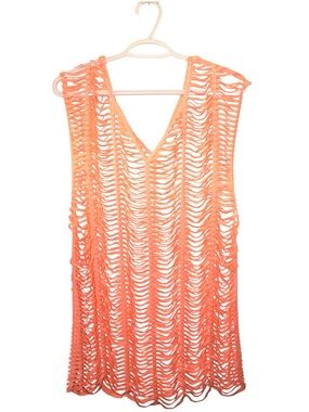 Sleeveless Coral V-Neck Swim Coverup